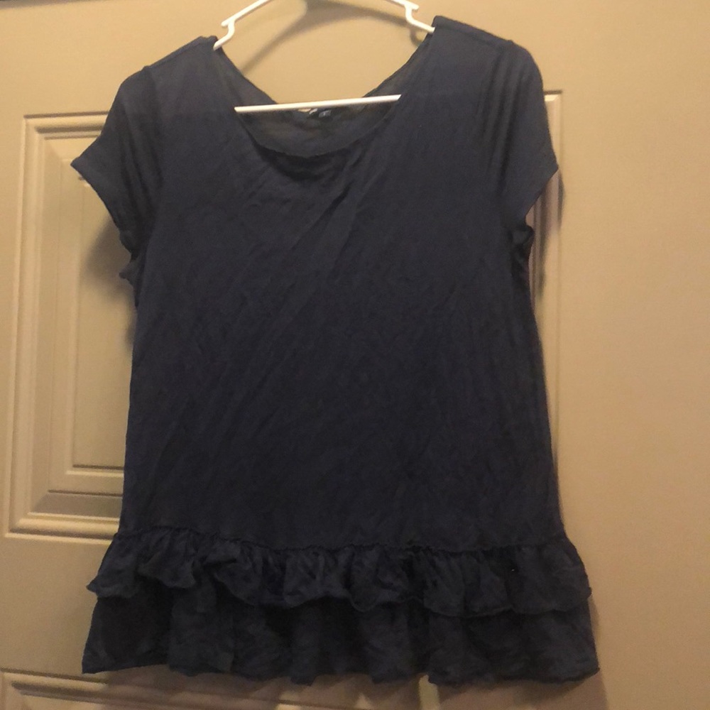 GAP navy blue cotton navy blue ruffle top.